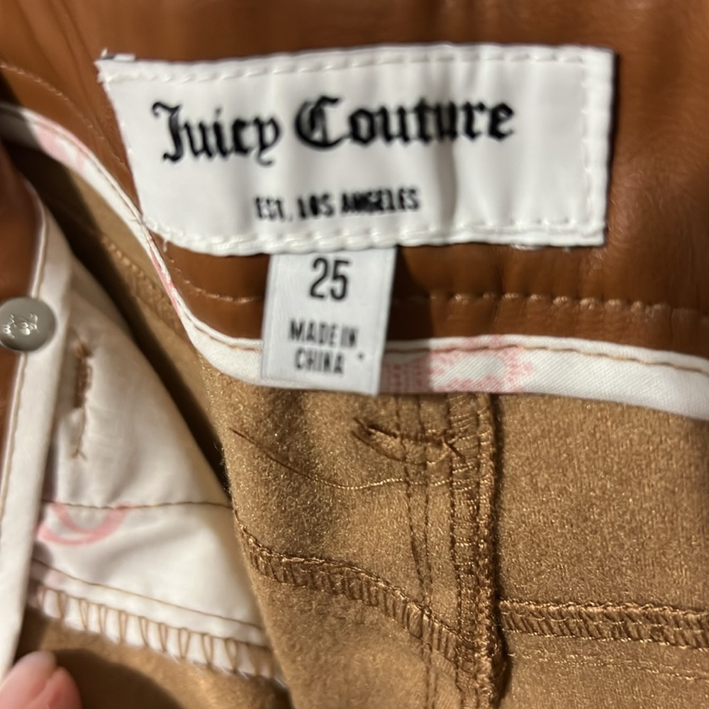NWOT Juicy Couture Rodeo Barrel Fit High Waist Faux Leather Pants in Camel - Picture 5 of 7